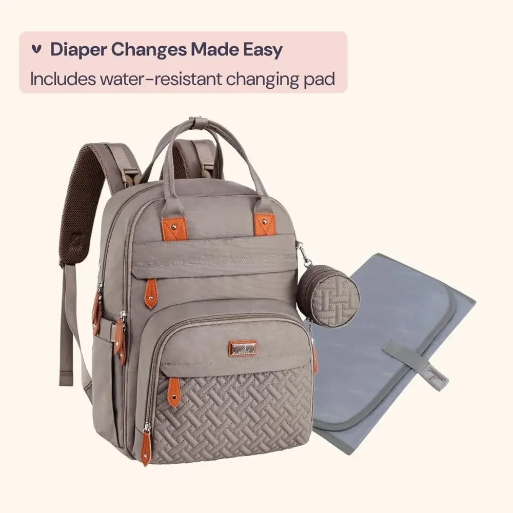 NWT! BabbleRoo Diaper Bag Khaki Backpack Multi Function Travel Tote